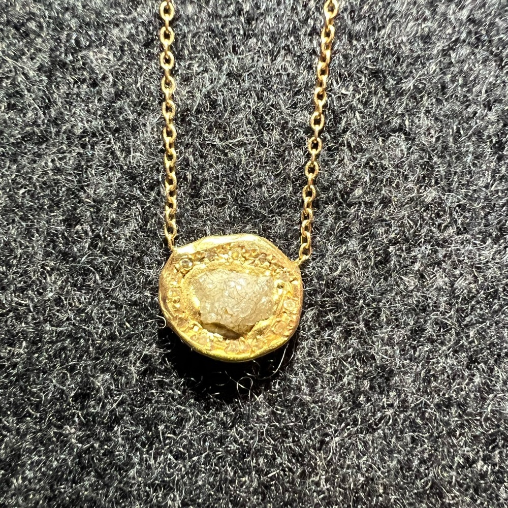 14k and raw organic diamond necklace by  Elisa Solomon